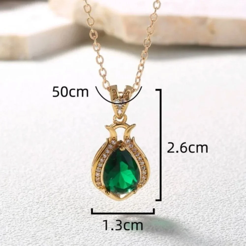 Aqua Sparkle Cubic Zirconia Water Drop Necklace - Picture 5 of 7